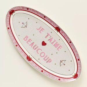 Anthropologie Bistro Tile Stoneware 24k tray Accent Platter: Valentine's serving